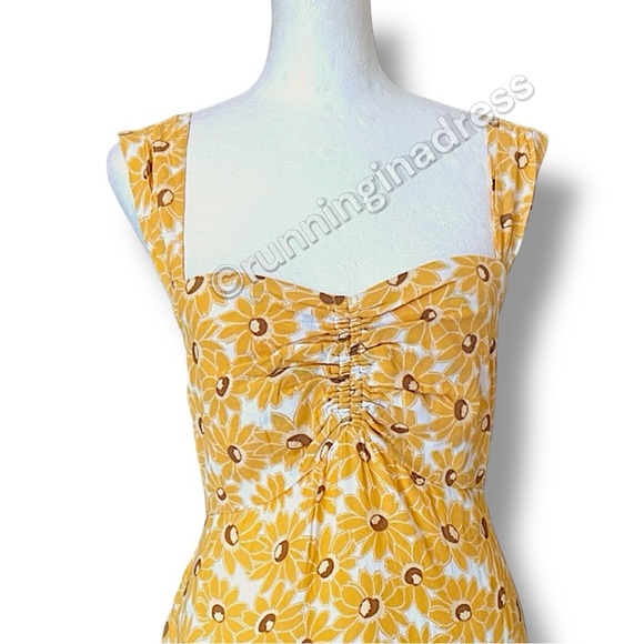 NWOT Free People Rosalee Midi In Yellow Sunflower Print Size Small - Picture 9 of 12